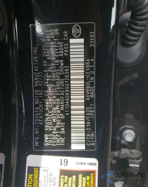 2025 Toyota Camry Xse из США, поврежденный, VIN 4T1DAACK9SU126382